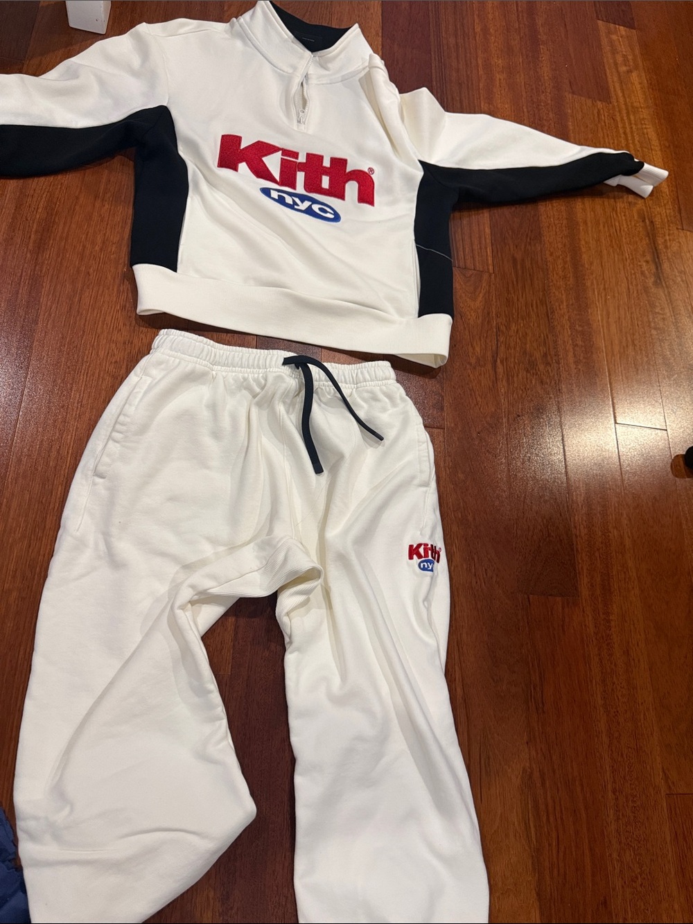 Kith Cream Kids Sweatshirt & Sweatpants with Red and Blue Logo